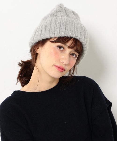 Another Edition（アナザーエディション）の「ケーブルニットキャップ/AE CBL KNIT CAP◆（ニットキャップ/ビーニー・レディース・オフホワイト/ライトグレー/ライトピンク・フリー）」の8枚目の写真