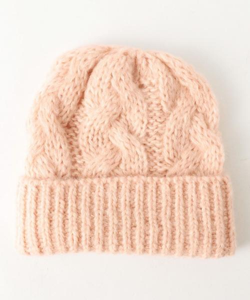 Another Edition（アナザーエディション）の「ケーブルニットキャップ/AE CBL KNIT CAP◆（ニットキャップ/ビーニー・レディース・オフホワイト/ライトグレー/ライトピンク・フリー）」の10枚目の写真