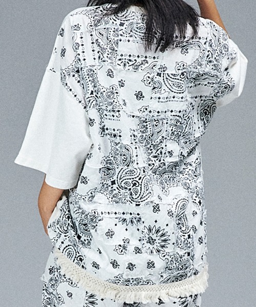 HAV-A-HANK（ハバハンク ）の「Universal Style Wear HAV-A-HANK ハバハンク パッチワーク Tee（Tシャツ/カットソー・メンズ・スミクロ/カーキ/オフホワイト/グレー・MEDIUM/LARGE/X-LARGE）」の13枚目の写真