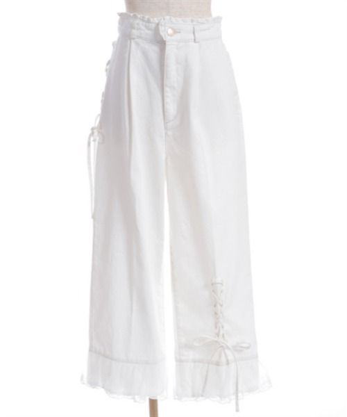 axes femme（アクシーズファム）の「裾レースストレートデニムパンツ（デニムパンツ・レディース・ワンウォッシュ/インディゴブルー/ホワイト・FREE）」の13枚目の写真