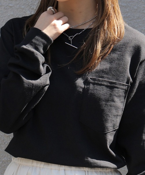 GILDAN(ギルダン)の「【GILDAN】 6.0 oz ビッグシルエット USAオーバーサイズ ポケット付きロングスリーブTシャツ 長袖無地リブロンT GL241 2026年 夏 夏服(Tシャツ/カットソー・レディース・ネイビー/オレンジ/ホワイト/ライム/ブラック/グレー・S/M/L/XL)」の3枚目の写真
