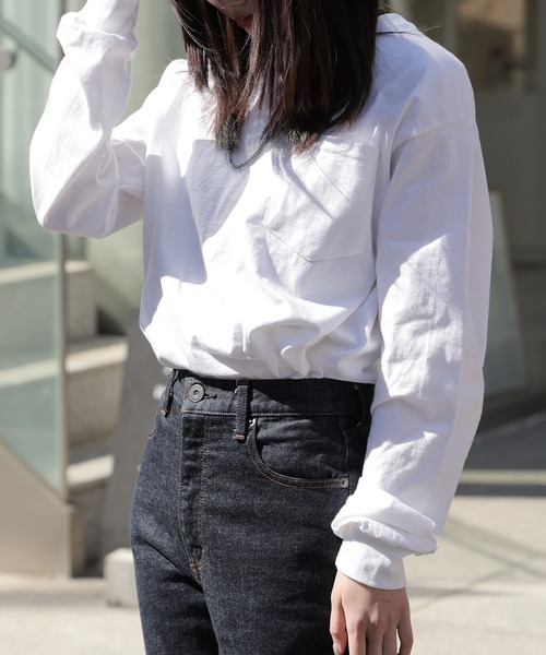GILDAN(ギルダン)の「【GILDAN】 6.0 oz ビッグシルエット USAオーバーサイズ ポケット付きロングスリーブTシャツ 長袖無地リブロンT GL241 2026年 夏 夏服(Tシャツ/カットソー・レディース・ネイビー/オレンジ/ホワイト/ライム/ブラック/グレー・S/M/L/XL)」の7枚目の写真