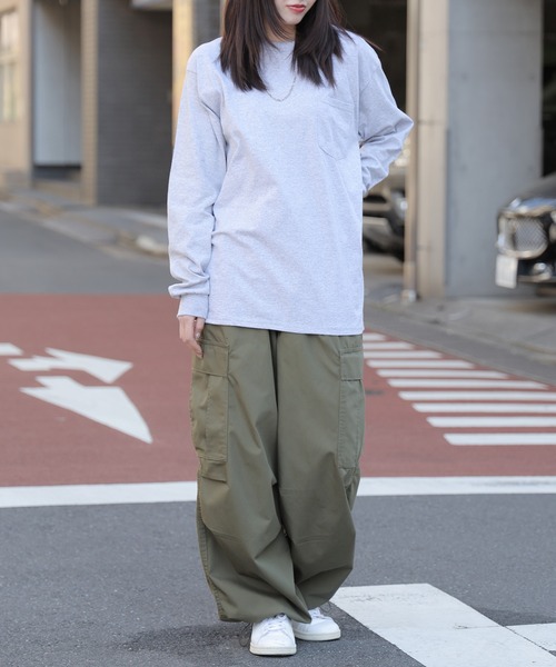 GILDAN(ギルダン)の「【GILDAN】 6.0 oz ビッグシルエット USAオーバーサイズ ポケット付きロングスリーブTシャツ 長袖無地リブロンT GL241 2026年 夏 夏服(Tシャツ/カットソー・レディース・ネイビー/オレンジ/ホワイト/ライム/ブラック/グレー・S/M/L/XL)」の16枚目の写真