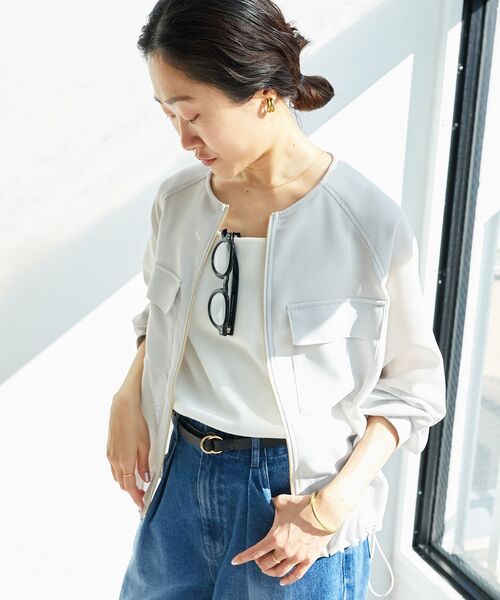 le.coeur blanc（ルクールブラン）の「フロントポケットメッシュブルゾン（その他トップス・レディース・ライトグレー/ネイビー・38）」の7枚目の写真