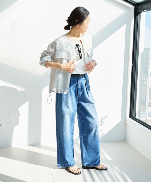 le.coeur blanc（ルクールブラン）の「フロントポケットメッシュブルゾン（その他トップス・レディース・ライトグレー/ネイビー・38）」の10枚目の写真