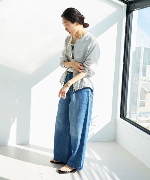 le.coeur blanc（ルクールブラン）の「フロントポケットメッシュブルゾン（その他トップス・レディース・ライトグレー/ネイビー・38）」の12枚目の写真