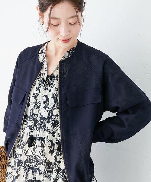 le.coeur blanc（ルクールブラン）の「フロントポケットメッシュブルゾン（その他トップス・レディース・ライトグレー/ネイビー・38）」の14枚目の写真