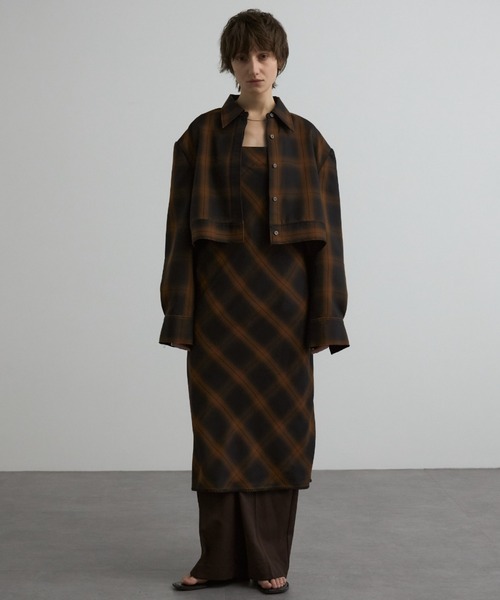 CREDONA(クレドナ)の「ROME CHECK CAMI DRESS/ローマチェックキャミドレス(ワンピース・レディース・ブルー/ブラック・0/1)」の1枚目の写真