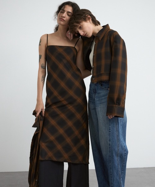 CREDONA(クレドナ)の「ROME CHECK CAMI DRESS/ローマチェックキャミドレス(ワンピース・レディース・ブルー/ブラック・0/1)」の15枚目の写真