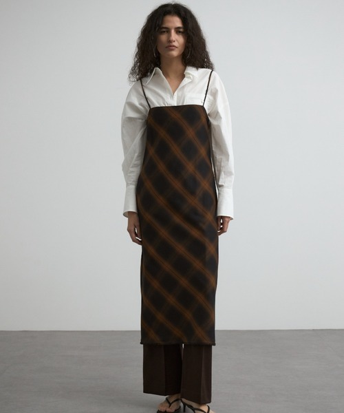 CREDONA(クレドナ)の「ROME CHECK CAMI DRESS/ローマチェックキャミドレス(ワンピース・レディース・ブルー/ブラック・0/1)」の10枚目の写真