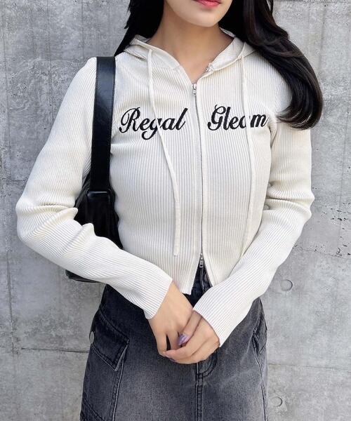 INGNI（イング）の「フロントジップロゴリブニットパーカー（パーカー・レディース・ホワイト×ブラック/ブラック×ホワイト/グレー系その他3・M）」の4枚目の写真