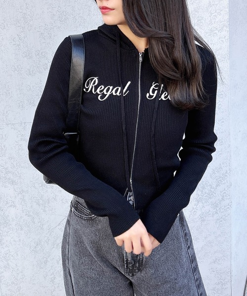 INGNI（イング）の「フロントジップロゴリブニットパーカー（パーカー・レディース・ホワイト×ブラック/ブラック×ホワイト/グレー系その他3・M）」の15枚目の写真