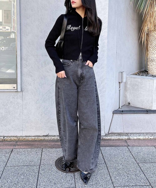 INGNI（イング）の「フロントジップロゴリブニットパーカー（パーカー・レディース・ホワイト×ブラック/ブラック×ホワイト/グレー系その他3・M）」の13枚目の写真