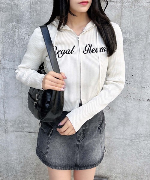 INGNI（イング）の「フロントジップロゴリブニットパーカー（パーカー・レディース・ホワイト×ブラック/ブラック×ホワイト/グレー系その他3・M）」の22枚目の写真