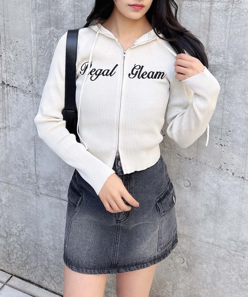 INGNI（イング）の「フロントジップロゴリブニットパーカー（パーカー・レディース・ホワイト×ブラック/ブラック×ホワイト/グレー系その他3・M）」の21枚目の写真