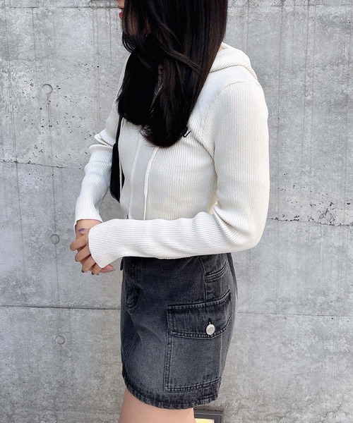 INGNI（イング）の「フロントジップロゴリブニットパーカー（パーカー・レディース・ホワイト×ブラック/ブラック×ホワイト/グレー系その他3・M）」の20枚目の写真