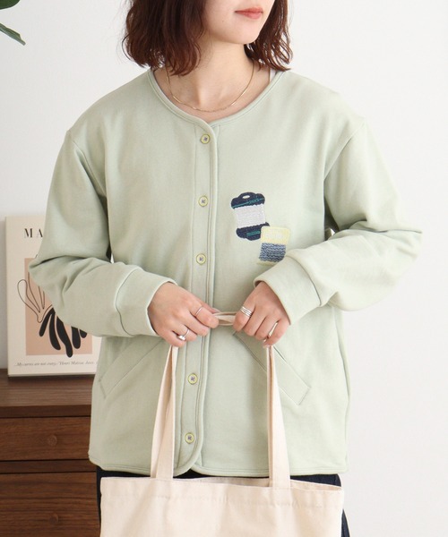 EMAGO 糸巻きロゴ刺繍カーデ（カーディガン/ボレロ）｜Emago