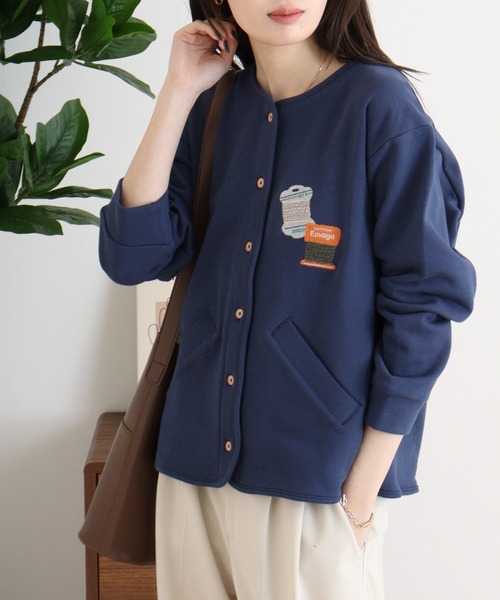 カーディガン EMAGO 糸巻きロゴ刺繍カーデ レディース EMAGO 糸巻きロゴ刺繍カーデ（カーディガン/ボレロ）｜Emago