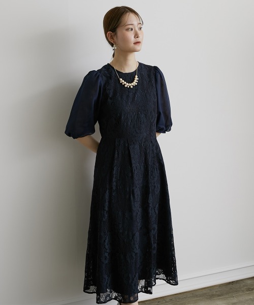 Jolie et Jolie(ジョリーエジョリー)の「レースデザインワンピースドレス(ドレス・レディース・ブラック/ネイビー/ベージュ・M/LL/5L/3L/L/4L)」の8枚目の写真