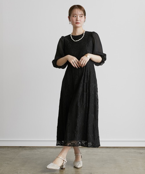 Jolie et Jolie(ジョリーエジョリー)の「レースデザインワンピースドレス(ドレス・レディース・ブラック/ネイビー/ベージュ・M/LL/5L/3L/L/4L)」の13枚目の写真