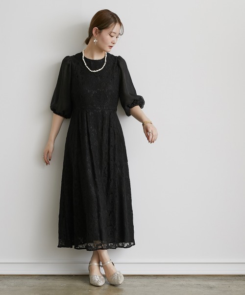 Jolie et Jolie(ジョリーエジョリー)の「レースデザインワンピースドレス(ドレス・レディース・ブラック/ネイビー/ベージュ・M/LL/5L/3L/L/4L)」の14枚目の写真
