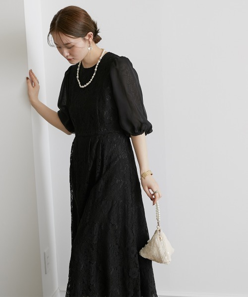 Jolie et Jolie(ジョリーエジョリー)の「レースデザインワンピースドレス(ドレス・レディース・ブラック/ネイビー/ベージュ・M/LL/5L/3L/L/4L)」の18枚目の写真