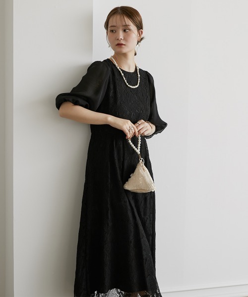 Jolie et Jolie(ジョリーエジョリー)の「レースデザインワンピースドレス(ドレス・レディース・ブラック/ネイビー/ベージュ・M/LL/5L/3L/L/4L)」の19枚目の写真