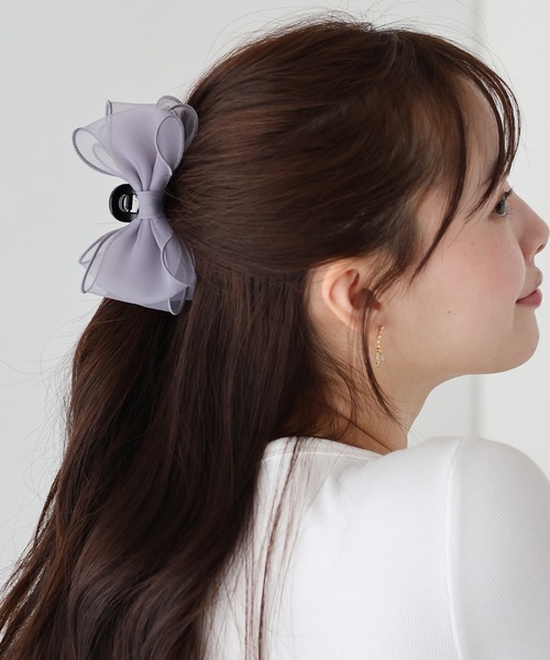 オーガンジーリボン♡ヘアクリップ♡ DearMyLove ヘアクリップ 秘密のオーガンジーリボンバレッタ