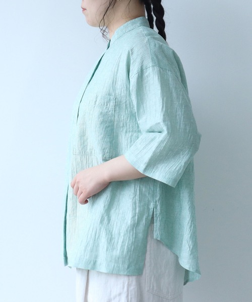 【ts16481】シンプルなデザインで飽きが来ない♪バックスリットデザイン長袖ブラウス シンプルなデザインで飽きが来ない♪バックスリットデザイン長袖