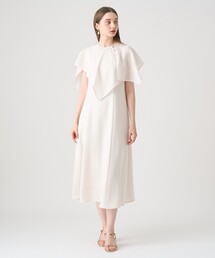 【ANAYI】ロングワンピース セール】 布帛コンビキーネック ワンピース （ロング・マキシ丈