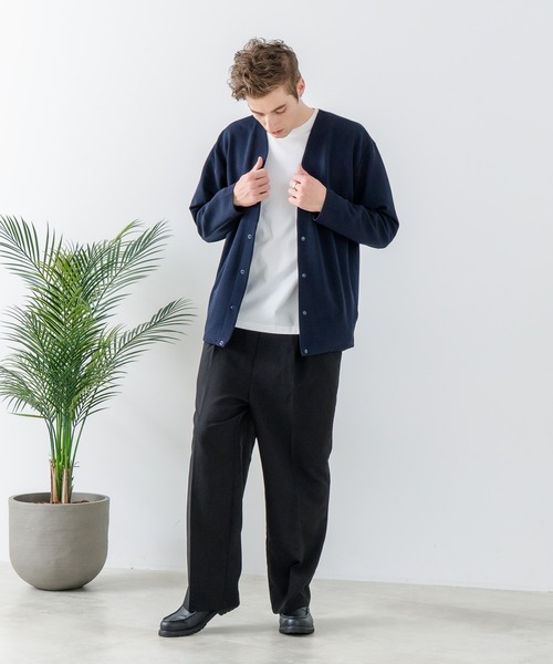 Blue Standard （ブルースタンダード）の「【Blue Standard:ブルースタンダード】ドライリップル ボタンカーディガン 吸水速乾 ストレッチ イージーケア さらさら快適（カーディガン/ボレロ・メンズ・ライトグレー/ブラック/ネイビー/ベージュ/チャコールグレー・MEDIUM/LARGE/X-LARGE）」の14枚目の写真