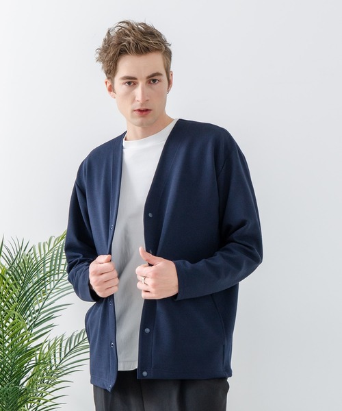 Blue Standard （ブルースタンダード）の「【Blue Standard:ブルースタンダード】ドライリップル ボタンカーディガン 吸水速乾 ストレッチ イージーケア さらさら快適（カーディガン/ボレロ・メンズ・ライトグレー/ブラック/ネイビー/ベージュ/チャコールグレー・MEDIUM/LARGE/X-LARGE）」の16枚目の写真