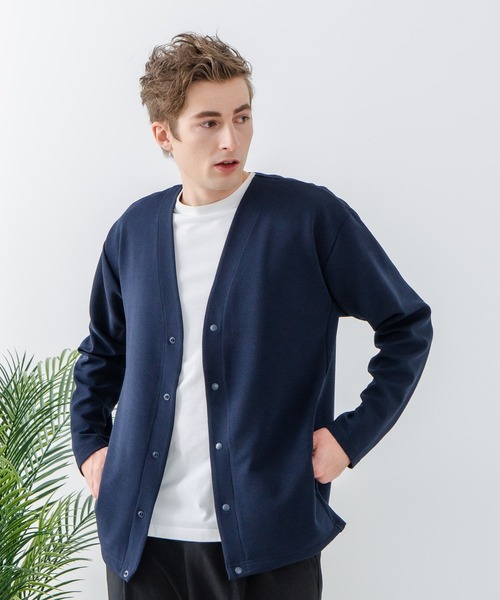 Blue Standard （ブルースタンダード）の「【Blue Standard:ブルースタンダード】ドライリップル ボタンカーディガン 吸水速乾 ストレッチ イージーケア さらさら快適（カーディガン/ボレロ・メンズ・ライトグレー/ブラック/ネイビー/ベージュ/チャコールグレー・MEDIUM/LARGE/X-LARGE）」の18枚目の写真