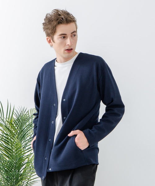 Blue Standard （ブルースタンダード）の「【Blue Standard:ブルースタンダード】ドライリップル ボタンカーディガン 吸水速乾 ストレッチ イージーケア さらさら快適（カーディガン/ボレロ・メンズ・ライトグレー/ブラック/ネイビー/ベージュ/チャコールグレー・MEDIUM/LARGE/X-LARGE）」の19枚目の写真