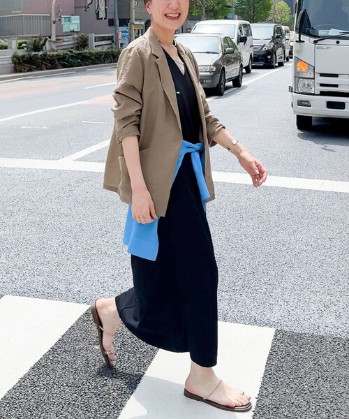 Rie Miller(リエミラー)の「《セットアップ対応》《手洗い可能》ダンボールジョーゼット袖リブマキシ丈ワンピース(ワンピース・レディース・オフホワイト/ブラック・38)」の10枚目の写真