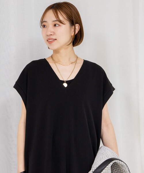 Rie Miller(リエミラー)の「《セットアップ対応》《手洗い可能》ダンボールジョーゼット袖リブマキシ丈ワンピース(ワンピース・レディース・オフホワイト/ブラック・38)」の15枚目の写真
