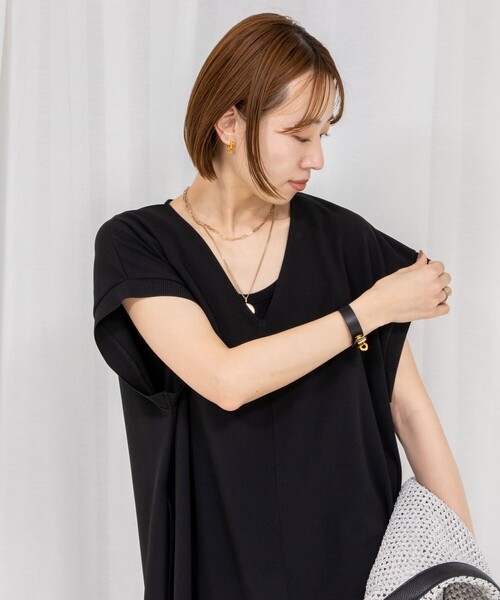 Rie Miller(リエミラー)の「《セットアップ対応》《手洗い可能》ダンボールジョーゼット袖リブマキシ丈ワンピース(ワンピース・レディース・オフホワイト/ブラック・38)」の16枚目の写真