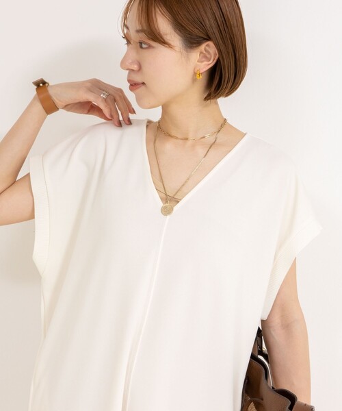 Rie Miller(リエミラー)の「《セットアップ対応》《手洗い可能》ダンボールジョーゼット袖リブマキシ丈ワンピース(ワンピース・レディース・オフホワイト/ブラック・38)」の21枚目の写真