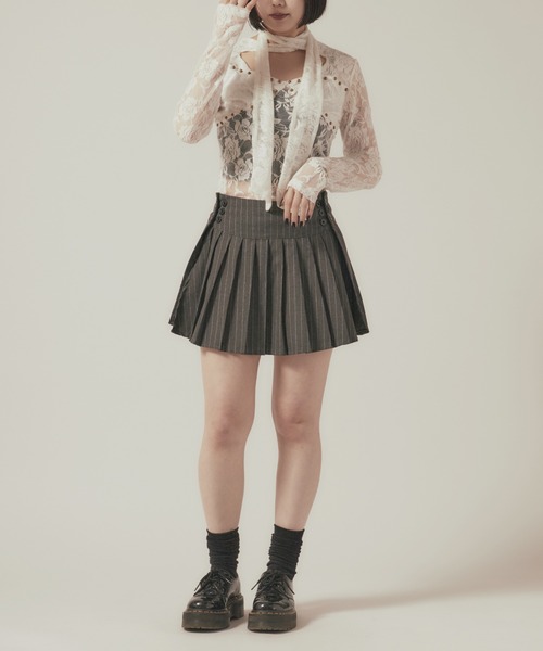 AO2（アオズ）の「▲Striped Pleated Mini Skirt / ストライププリーツミニスカート（スカート・レディース・グレー・FREE）」の9枚目の写真