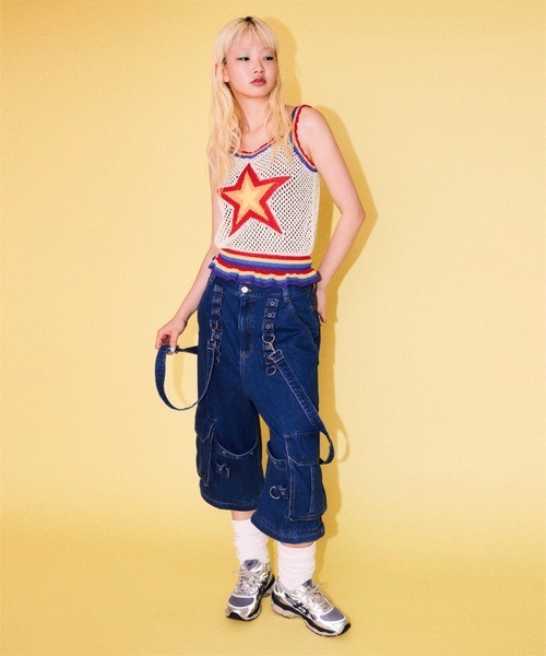 Candy Stripper（キャンディストリッパー）の「STAR KNIT キャミソール（キャミソール・レディース・アイボリー/ライトブルー/ブラック・FREE）」の6枚目の写真