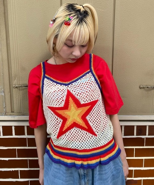 Candy Stripper（キャンディストリッパー）の「STAR KNIT キャミソール（キャミソール・レディース・アイボリー/ライトブルー/ブラック・FREE）」の21枚目の写真