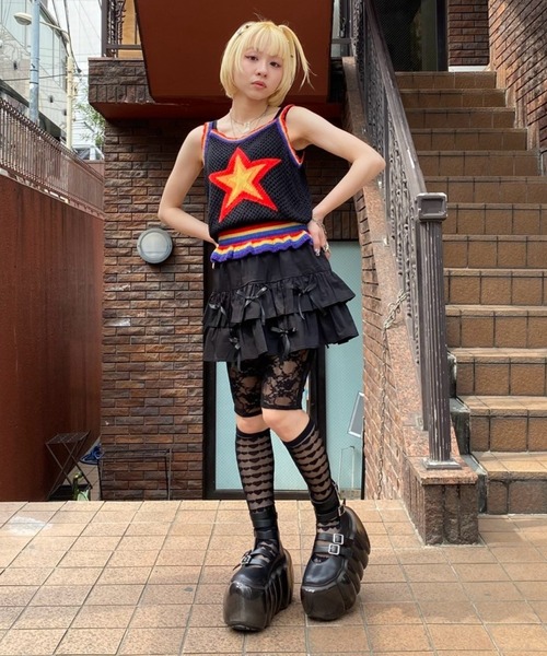 Candy Stripper（キャンディストリッパー）の「STAR KNIT キャミソール（キャミソール・レディース・アイボリー/ライトブルー/ブラック・FREE）」の13枚目の写真