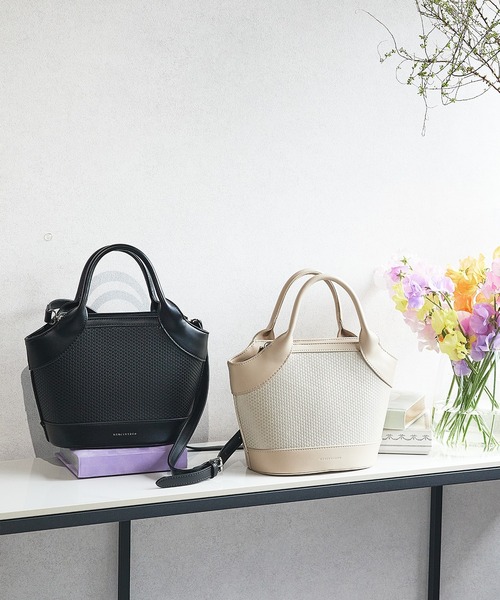 MERCURYDUO(マーキュリーデュオ)の「【MERCURYDUO/マーキュリーデュオ】ミックスマテリアル ハンドバッグ(ハンドバッグ・レディース・ブルー/アイボリー/ブラック/ベージュ・FREE)」の7枚目の写真