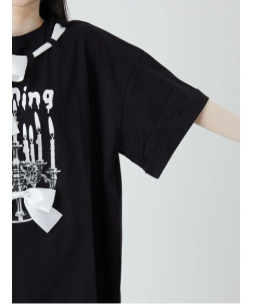Jamie エーエヌケー(ジェイミーエーエヌケー)の「ゴシックプリントBIGTE(Tシャツ/カットソー・レディース・ホワイト/ブラック・M)」の8枚目の写真