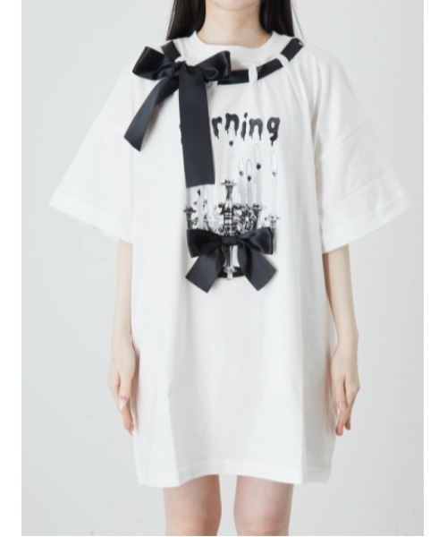 Jamie エーエヌケー(ジェイミーエーエヌケー)の「ゴシックプリントBIGTE(Tシャツ/カットソー・レディース・ホワイト/ブラック・M)」の10枚目の写真