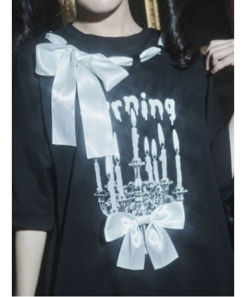 Jamie エーエヌケー(ジェイミーエーエヌケー)の「ゴシックプリントBIGTE(Tシャツ/カットソー・レディース・ホワイト/ブラック・M)」の14枚目の写真