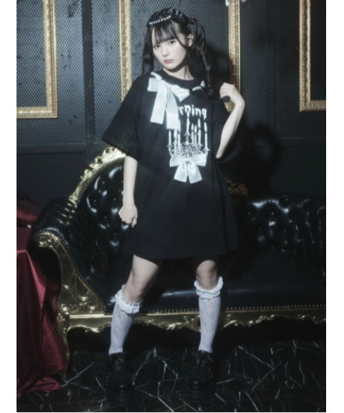 Jamie エーエヌケー(ジェイミーエーエヌケー)の「ゴシックプリントBIGTE(Tシャツ/カットソー・レディース・ホワイト/ブラック・M)」の16枚目の写真
