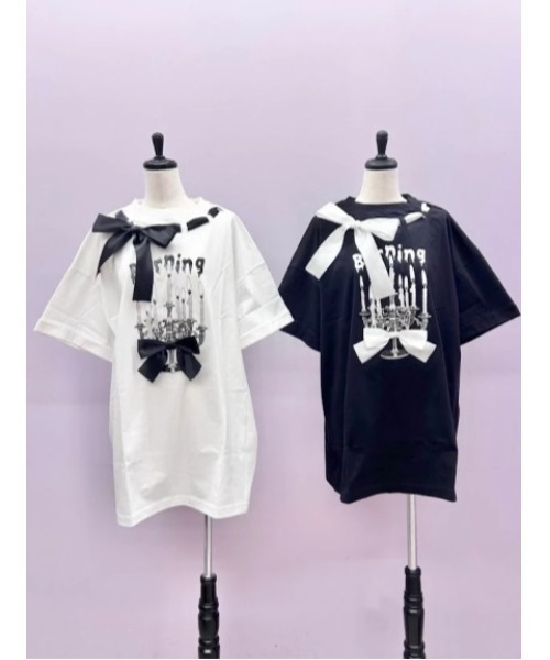 Jamie エーエヌケー(ジェイミーエーエヌケー)の「ゴシックプリントBIGTE(Tシャツ/カットソー・レディース・ホワイト/ブラック・M)」の17枚目の写真
