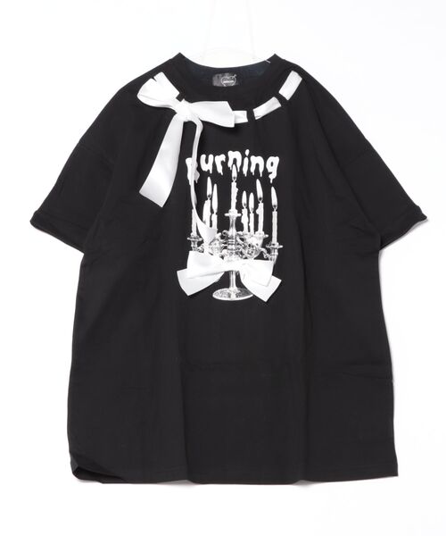 Jamie エーエヌケー(ジェイミーエーエヌケー)の「ゴシックプリントBIGTE(Tシャツ/カットソー・レディース・ホワイト/ブラック・M)」の18枚目の写真