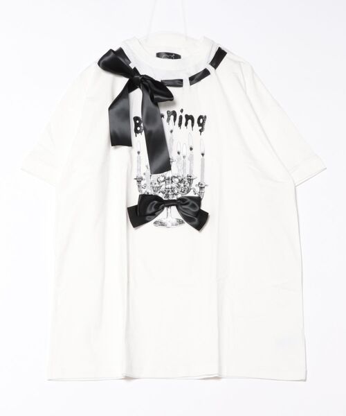 Jamie エーエヌケー(ジェイミーエーエヌケー)の「ゴシックプリントBIGTE(Tシャツ/カットソー・レディース・ホワイト/ブラック・M)」の19枚目の写真